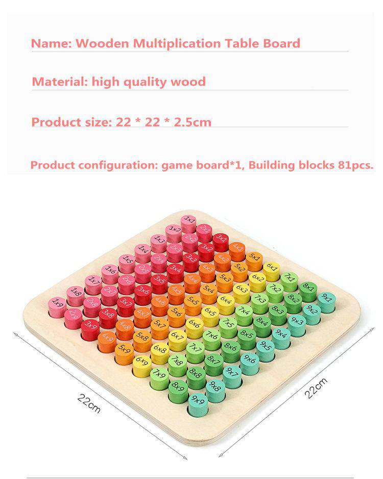 9x9 Wooden Multiplication Table Board