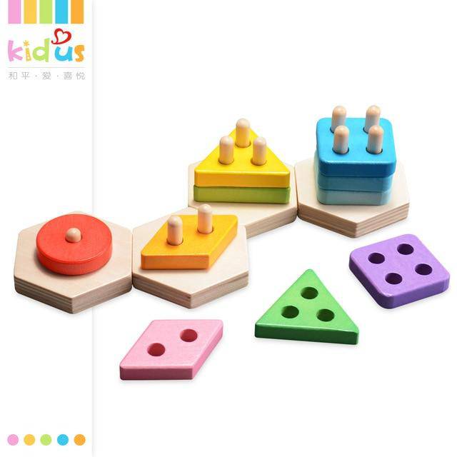 5-spaltiges pädagogisches geometrisches Raupen-Puzzle aus Holz
