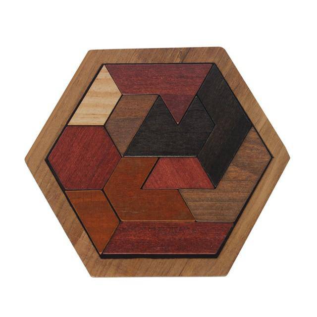 Geometrisches Tangram-Puzzlespielzeug aus Holz