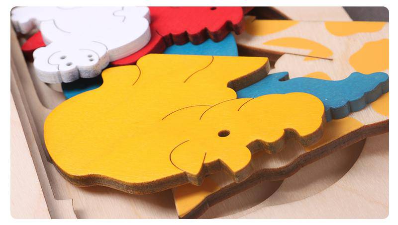 Mehrschichtiges 3D-Tierpuzzlespielzeug aus Holz