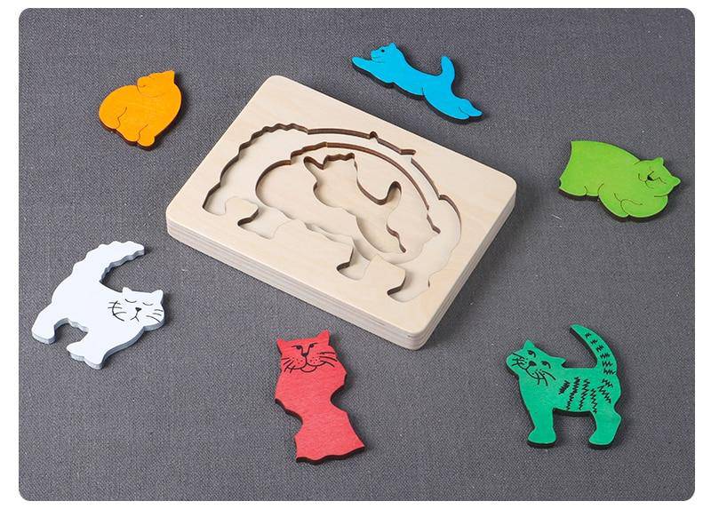 Mehrschichtiges 3D-Tierpuzzlespielzeug aus Holz