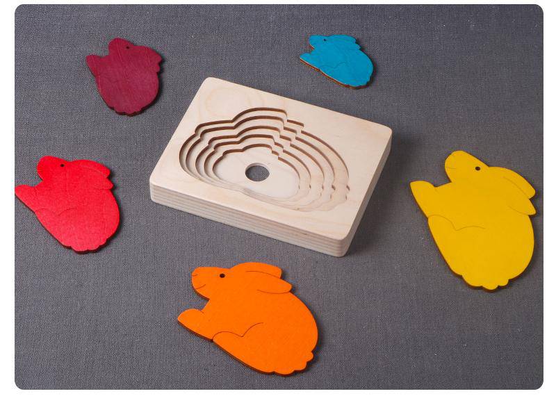 Mehrschichtiges 3D-Tierpuzzlespielzeug aus Holz