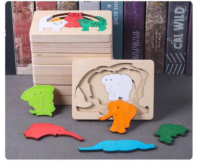 Mehrschichtiges 3D-Tierpuzzlespielzeug aus Holz
