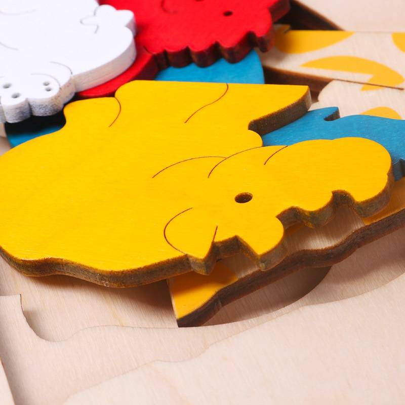 Mehrschichtiges 3D-Tierpuzzlespielzeug aus Holz
