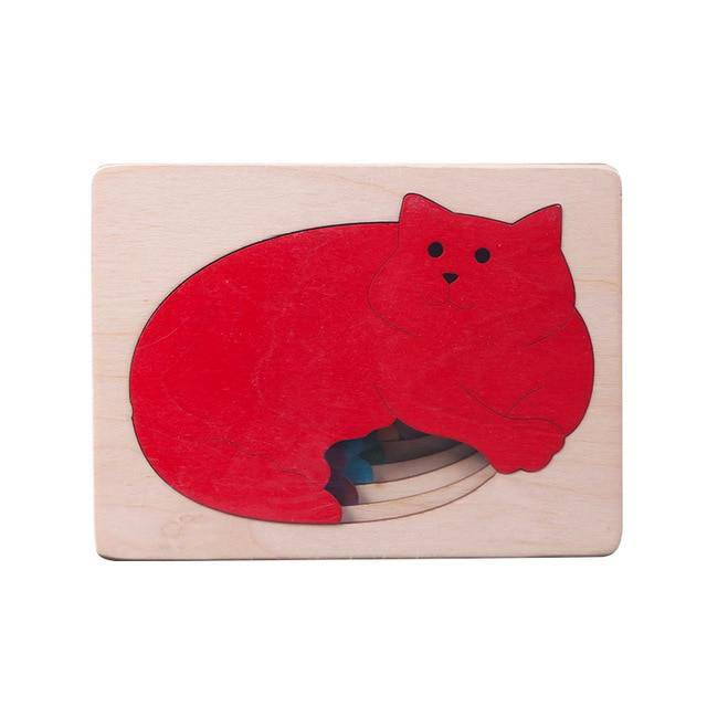 Mehrschichtiges 3D-Tierpuzzlespielzeug aus Holz