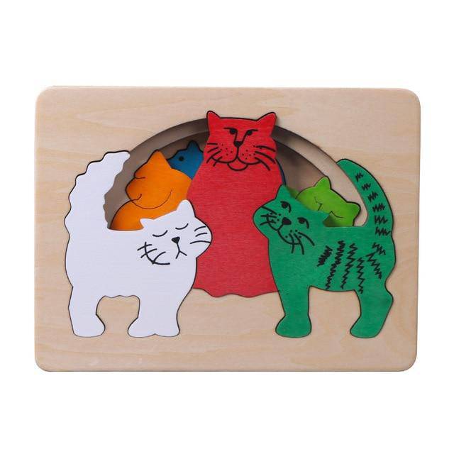 Mehrschichtiges 3D-Tierpuzzlespielzeug aus Holz