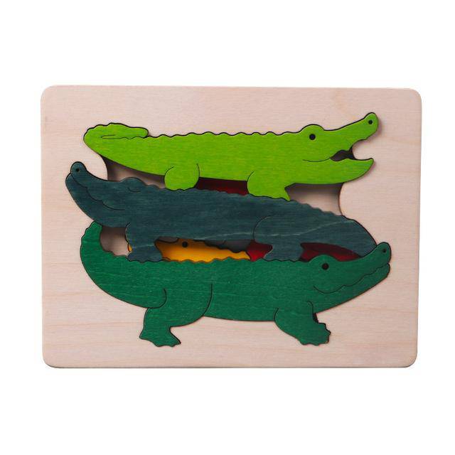 Mehrschichtiges 3D-Tierpuzzlespielzeug aus Holz