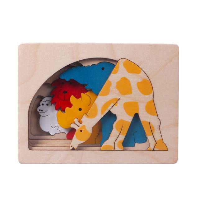 Mehrschichtiges 3D-Tierpuzzlespielzeug aus Holz