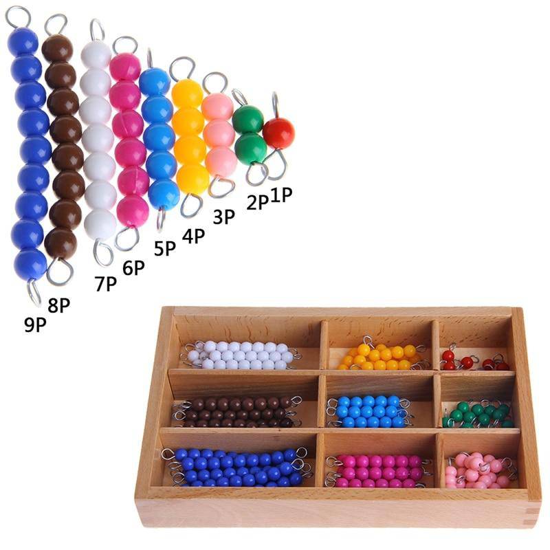 Holzkiste mit Mathematikmaterial 1-9 Perlenstange