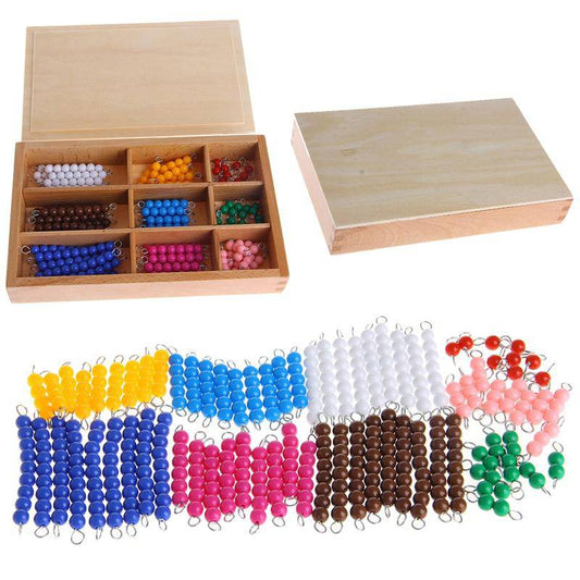 Holzkiste mit Mathematikmaterial 1-9 Perlenstange