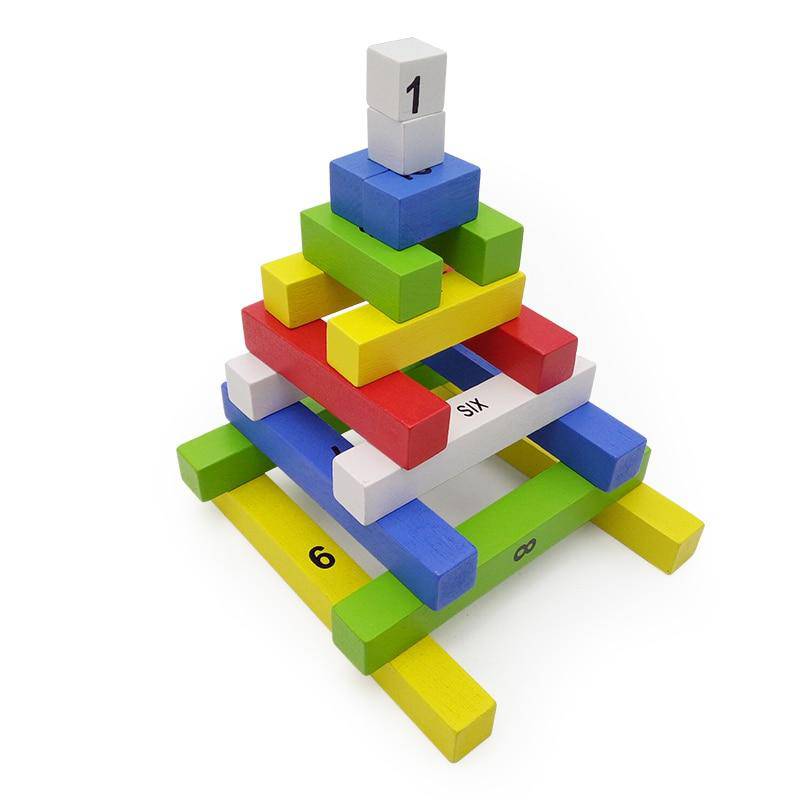 HÖLZERNES Montessori-DOMINO UND BLÖCKE ZUSÄTZLICHES PÄDAGOGISCHES SPIELZEUG