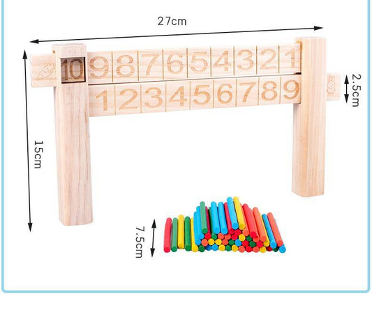 Addition und Subtraktion aus Holz innerhalb von 10 Spielzeugen