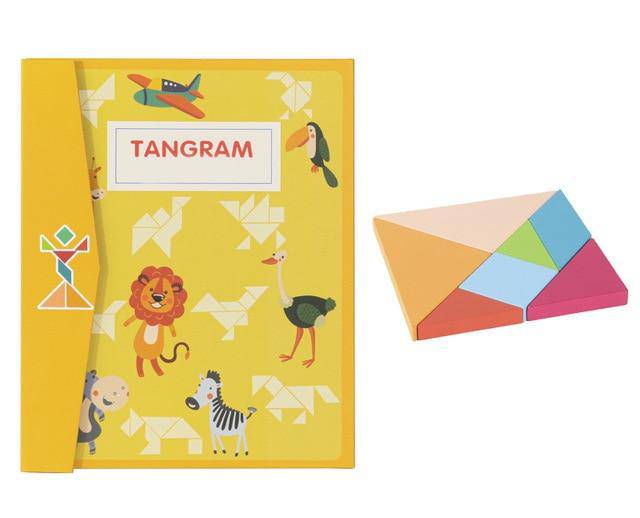 Farbiges Mathe-Tangram-Puzzle aus Holz