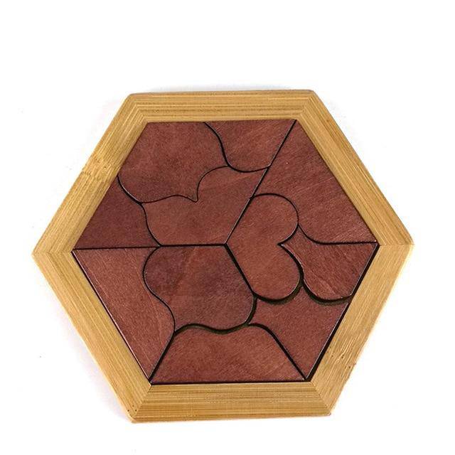 Geometrisches Tangram-Puzzlespielzeug aus Holz