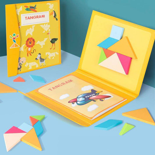 Farbiges Mathe-Tangram-Puzzle aus Holz