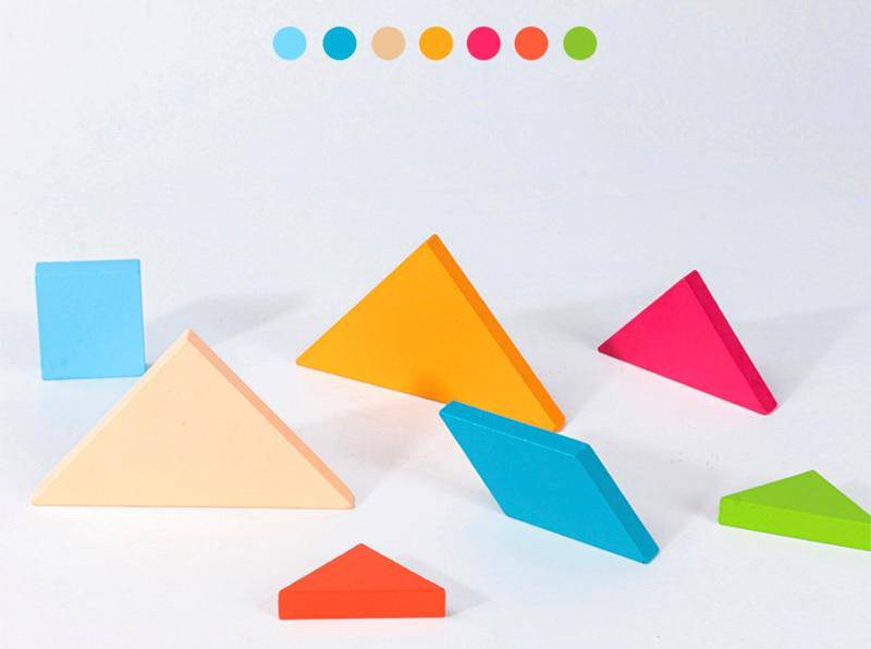 Farbiges Mathe-Tangram-Puzzle aus Holz