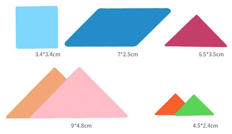 Farbiges Mathe-Tangram-Puzzle aus Holz