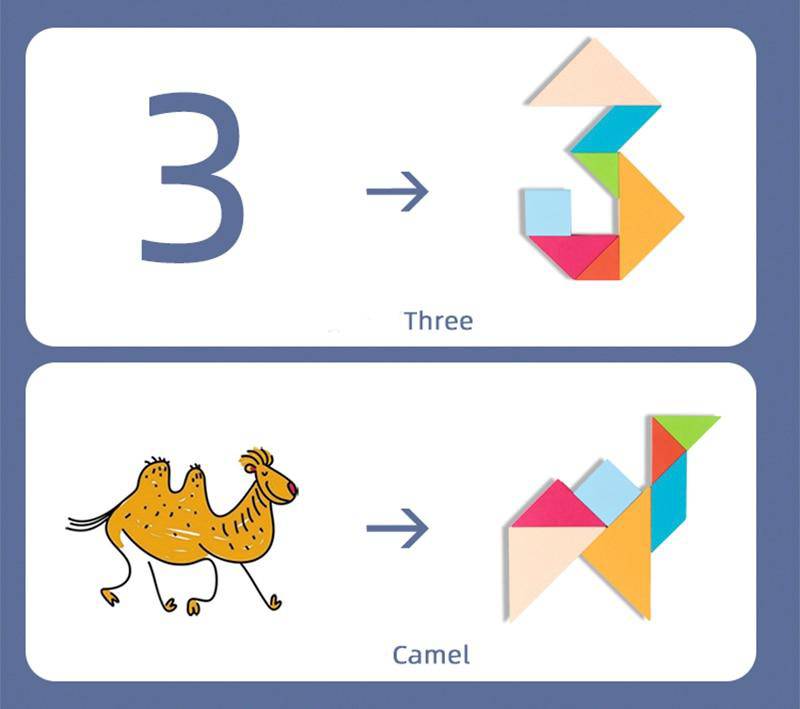 Farbiges Mathe-Tangram-Puzzle aus Holz