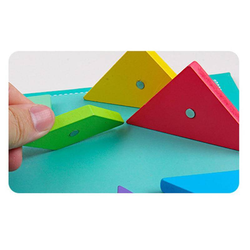 Farbiges Mathe-Tangram-Puzzle aus Holz