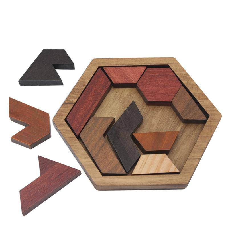 Geometrisches Tangram-Puzzlespielzeug aus Holz